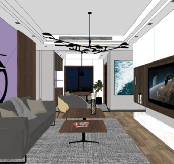 现代客厅su模型