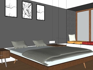 现代卧室su模型