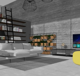 工业风客厅su模型