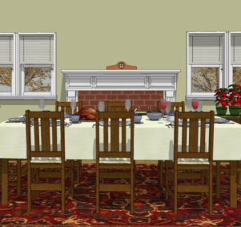 现代餐桌椅su模型