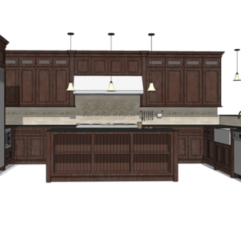 欧式厨房su模型