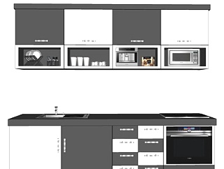 现代厨房橱柜su模型