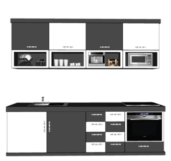现代厨房橱柜su模型