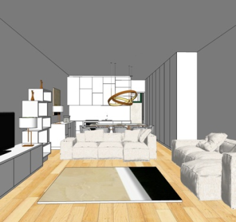 现代客厅su模型