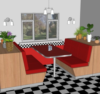 北欧休闲桌椅su模型