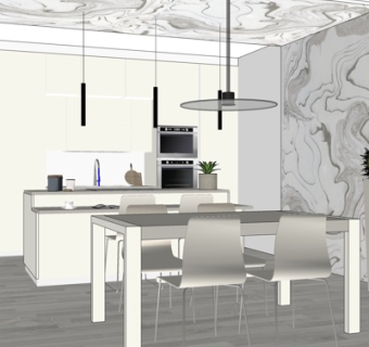 现代餐桌椅su模型