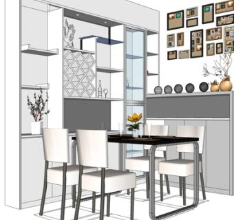 现代餐桌椅su模型