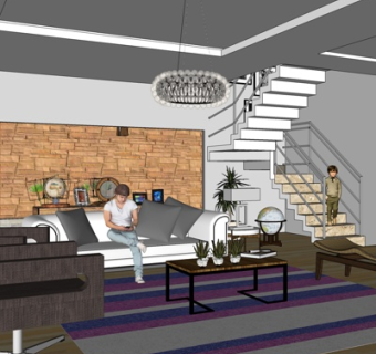 现代客厅su模型