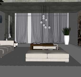 现代客厅su模型