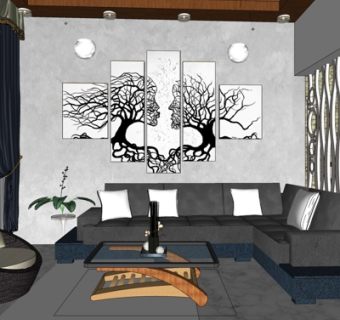 现代客厅su模型