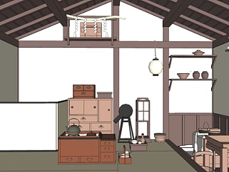 日式茶室su模型