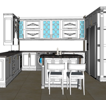 欧式厨房su模型