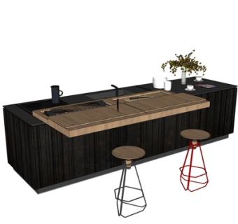 现代吧台su模型