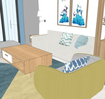 北欧客厅su模型