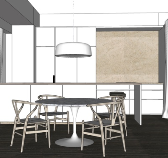 现代餐厅su模型