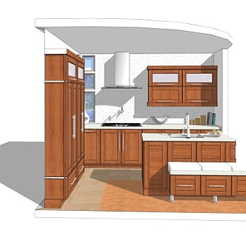 现代厨房su模型