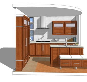 现代厨房su模型
