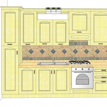 简欧厨房su模型