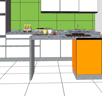 现代厨房su模型