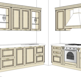 简欧厨房su模型