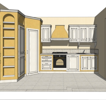 简欧厨房su模型