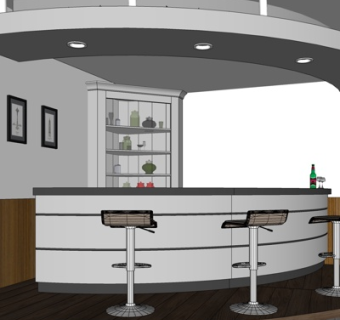 现代吧台su模型