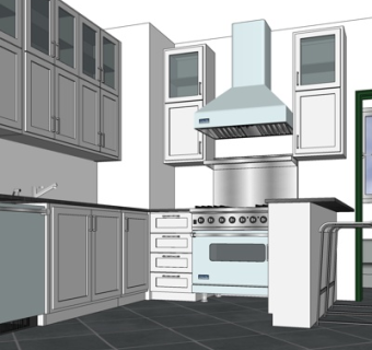 现代厨房su模型