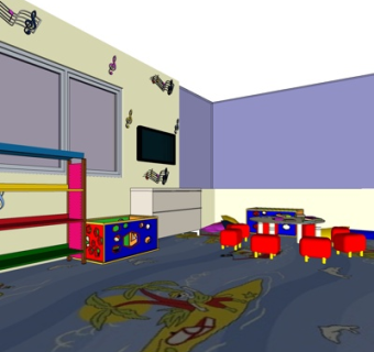 现代儿童柜玩具su模型