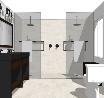 新中式卫生间su模型