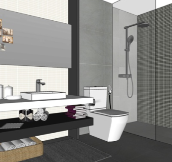 现代卫生间su模型