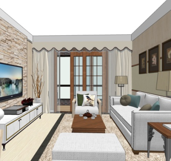 现代客厅su模型