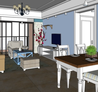 地中海客厅su模型