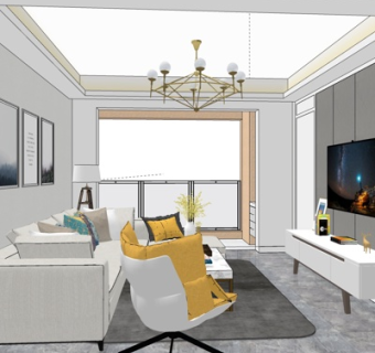 现代客厅su模型