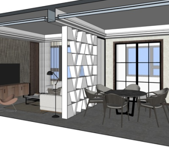 北欧客厅su模型