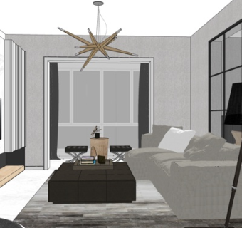 北欧客厅su模型