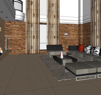 现代客厅su模型