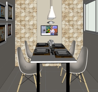 北欧餐桌su模型