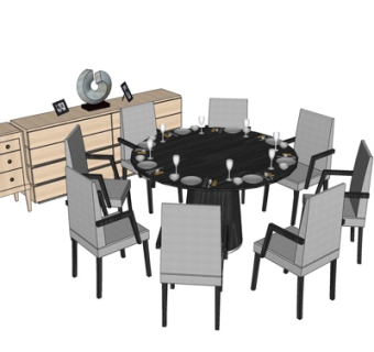 现代餐桌椅su模型