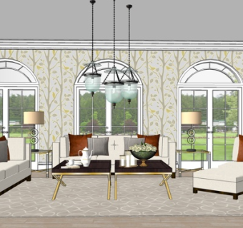 简欧客厅su模型