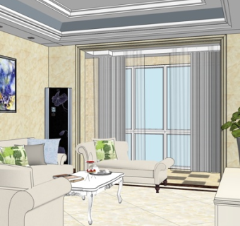 简欧客厅su模型