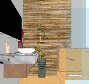 自然风卫生间su模型