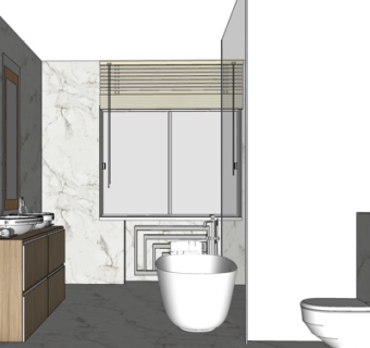 新中式卫生间su模型