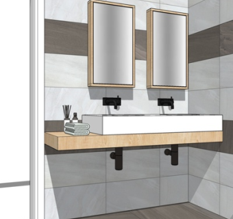 现代卫生间浴室su模型