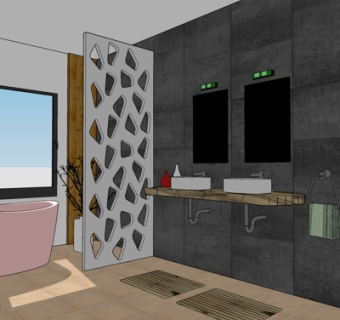 现代卫生间浴室su模型