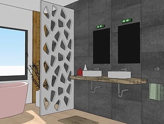 现代卫生间浴室su模型