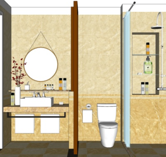 现代卫生间浴室su模型