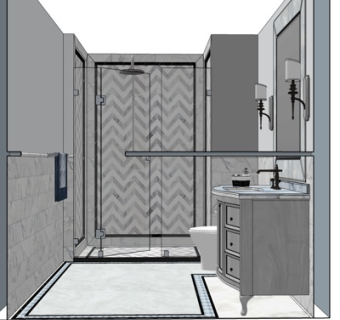 欧式卫生间浴室su模型