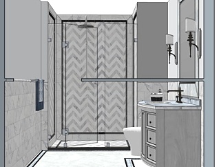 欧式卫生间浴室su模型