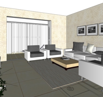 现代客厅su模型