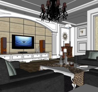 欧式客厅su模型